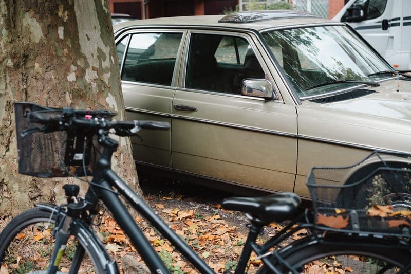 Representative photo of a molded trunk bike rack fitted to a hatchback