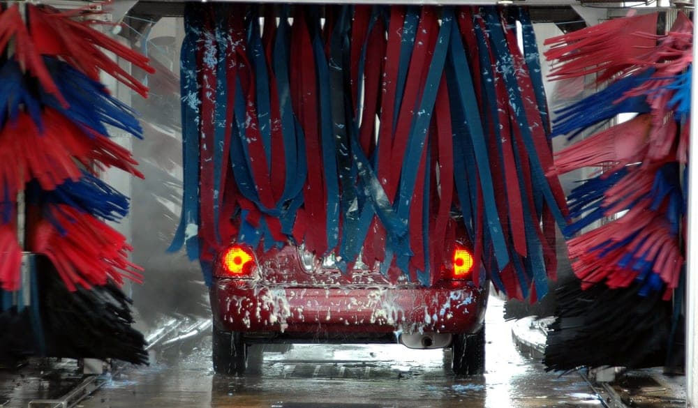 A car passing through an automatic car wash